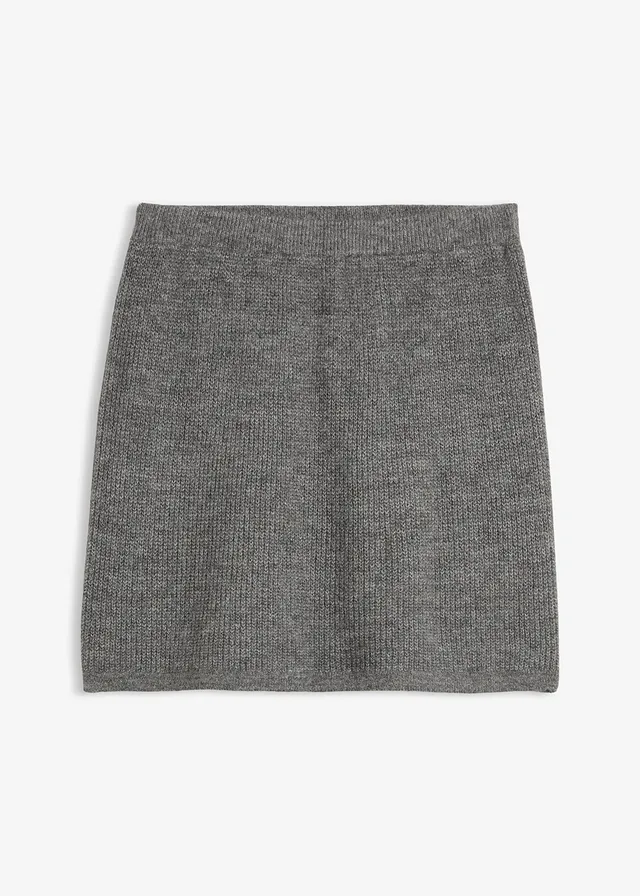Korte gebreide rok, Kleur: antraciet gemêleerd