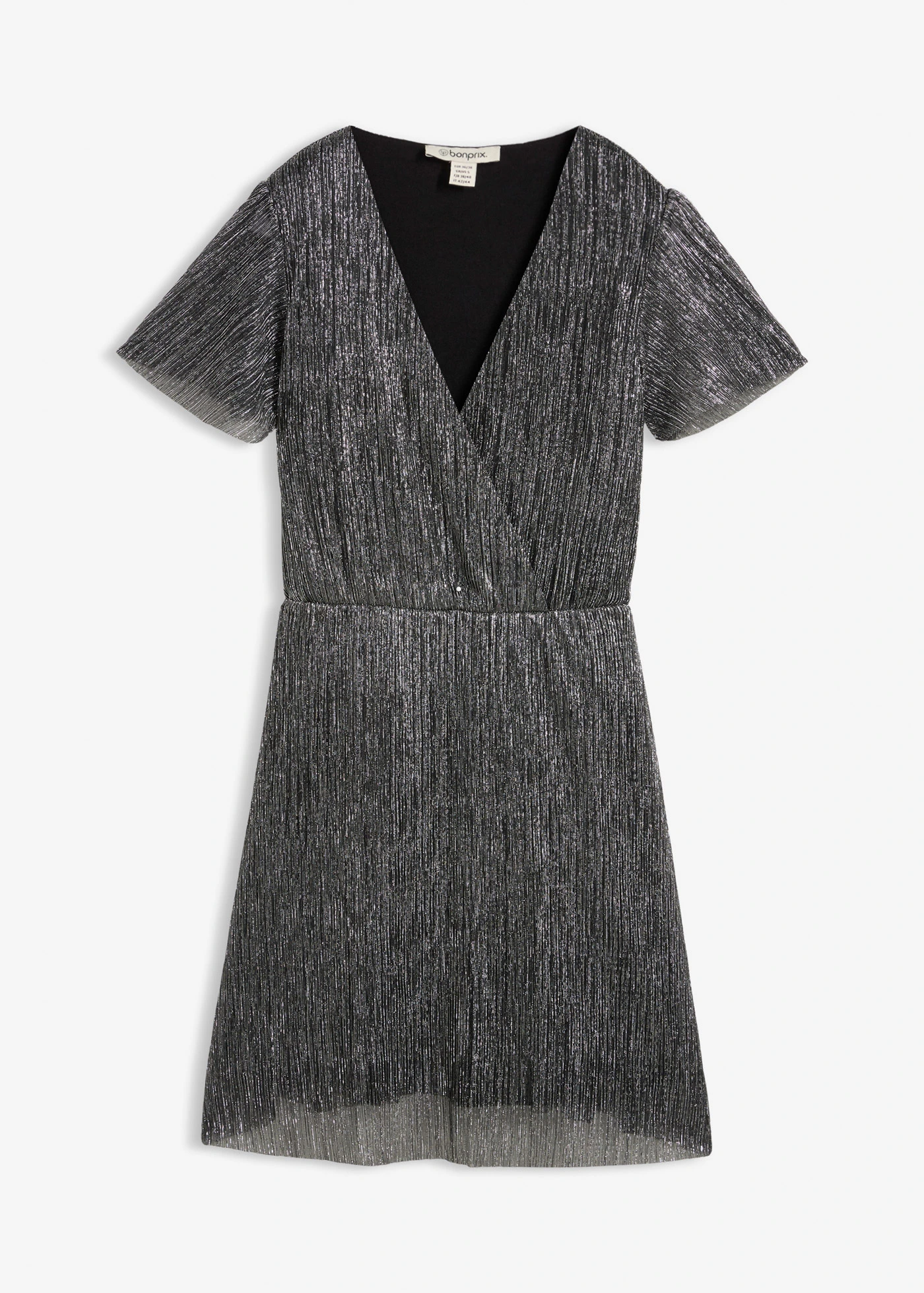 Korte glanzende jurk • zilverkleur • bonprix online shop