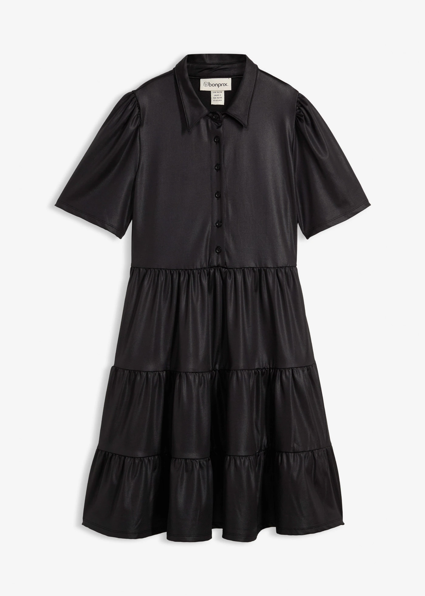 Mini jurk van glanzend materiaal • zwart • bonprix online shop