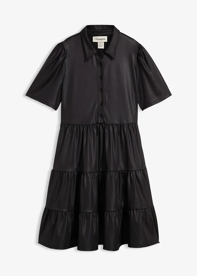 Mini jurk van glanzend materiaal • zwart • bonprix online shop