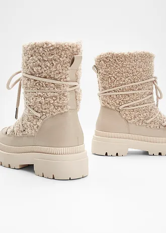 Gevoerde veterboots • lichtsand • bonprix online shop