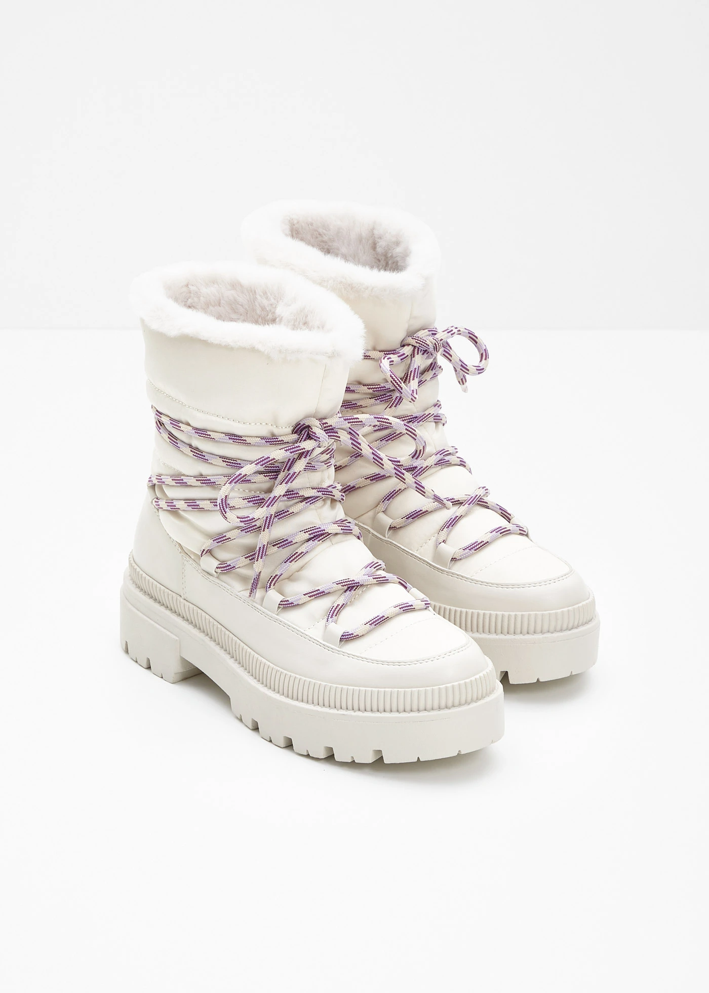 Gevoerde veterboots • parelwit-beige • bonprix online shop