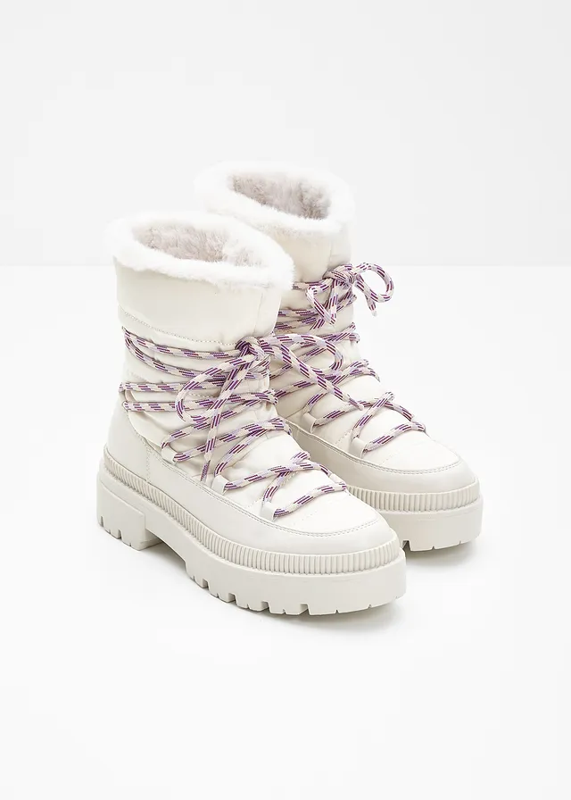 Boots fourrées à lacets • blanc nacré-beige • product-page.page-title-suffix