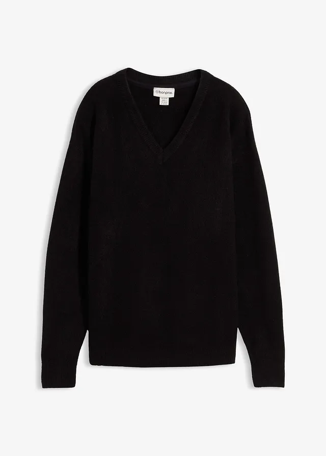 Gebreide oversized trui, Kleur: zwart