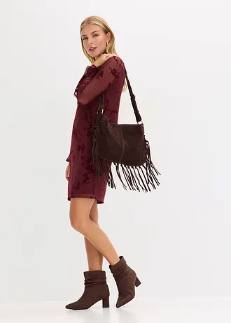 Robe courte avec manches en mesh • bordeaux • Boutique bonprix