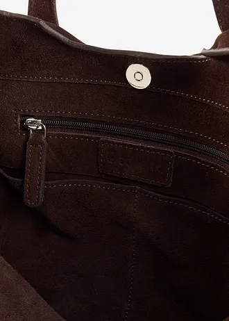 Geantă shopper din piele întoarsă • maro închis • magazin bonprix