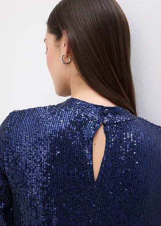 Blouse met pailletten • donkerblauw • bonprix online shop