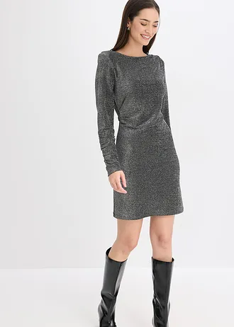 Jersey jurk, Kleur: zwart/zilverkleur