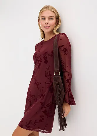 Rochie mini cu mesh • roșu arțar • magazin bonprix