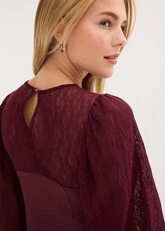 Longsleeve met kant • wijnrood • bonprix online shop