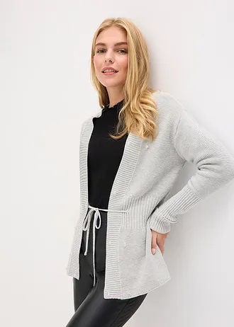 Gilet en maille à bordure amovible • gris clair • Boutique bonprix