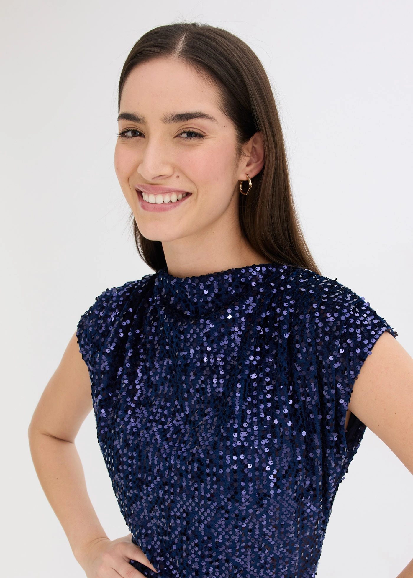 Paillettenjurk • donkerblauw • bonprix online shop