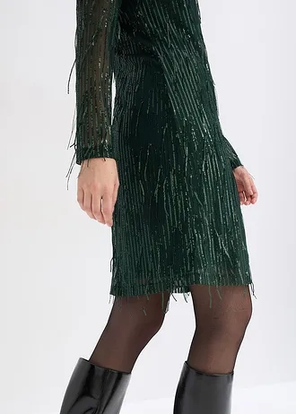 Rochie cu paiete cu franjuri • verde profund • magazin bonprix