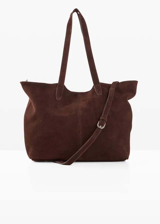Geantă shopper maxi din piele întoarsă