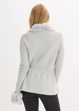 Gilet en maille à bordure amovible • gris clair • Boutique bonprix