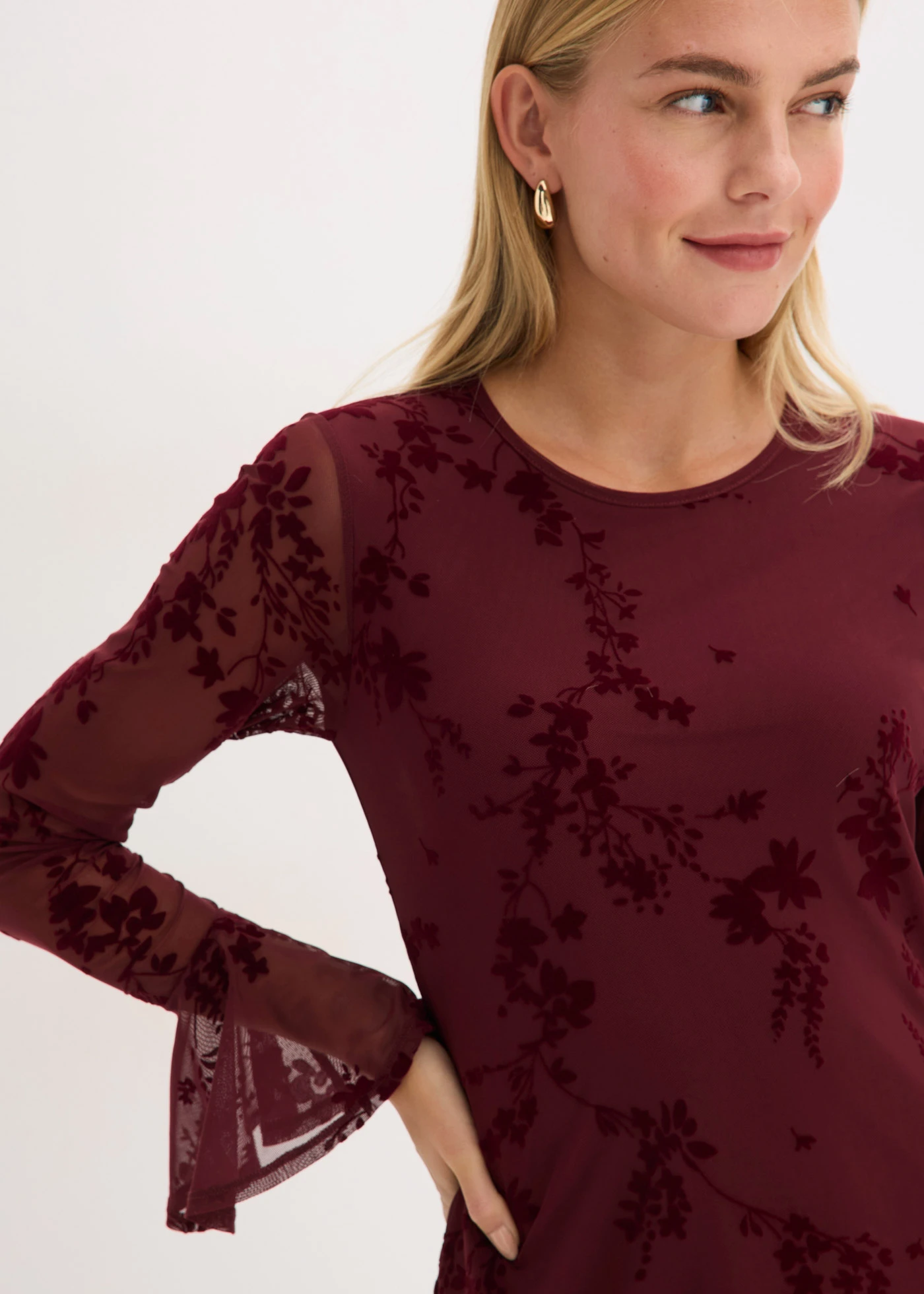 Rochie mini cu mesh • roșu arțar • magazin bonprix