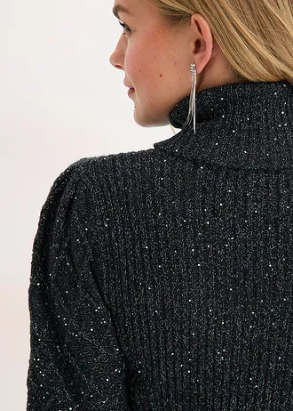 Gebreide jurk met pailletten • zwart • bonprix online shop