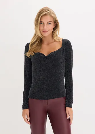 Top col bénitier • noir • Boutique bonprix