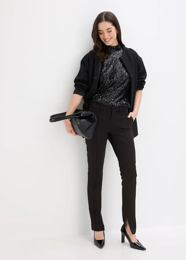 Top à paillettes noir