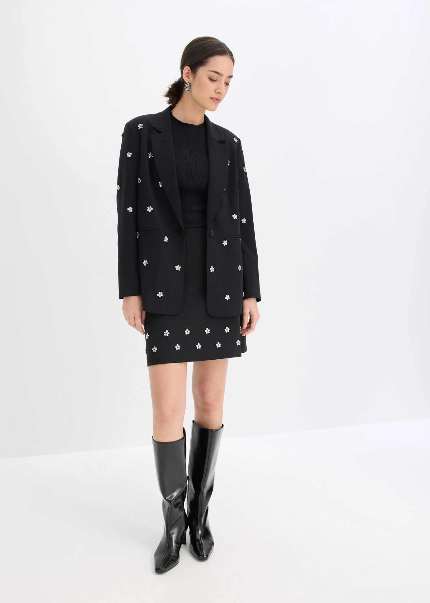 Fustă mini din bumbac • negru • magazin bonprix