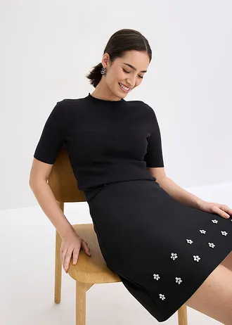 Fustă mini din bumbac • negru • magazin bonprix