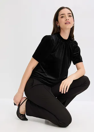 T-shirt en velours • noir • Boutique bonprix