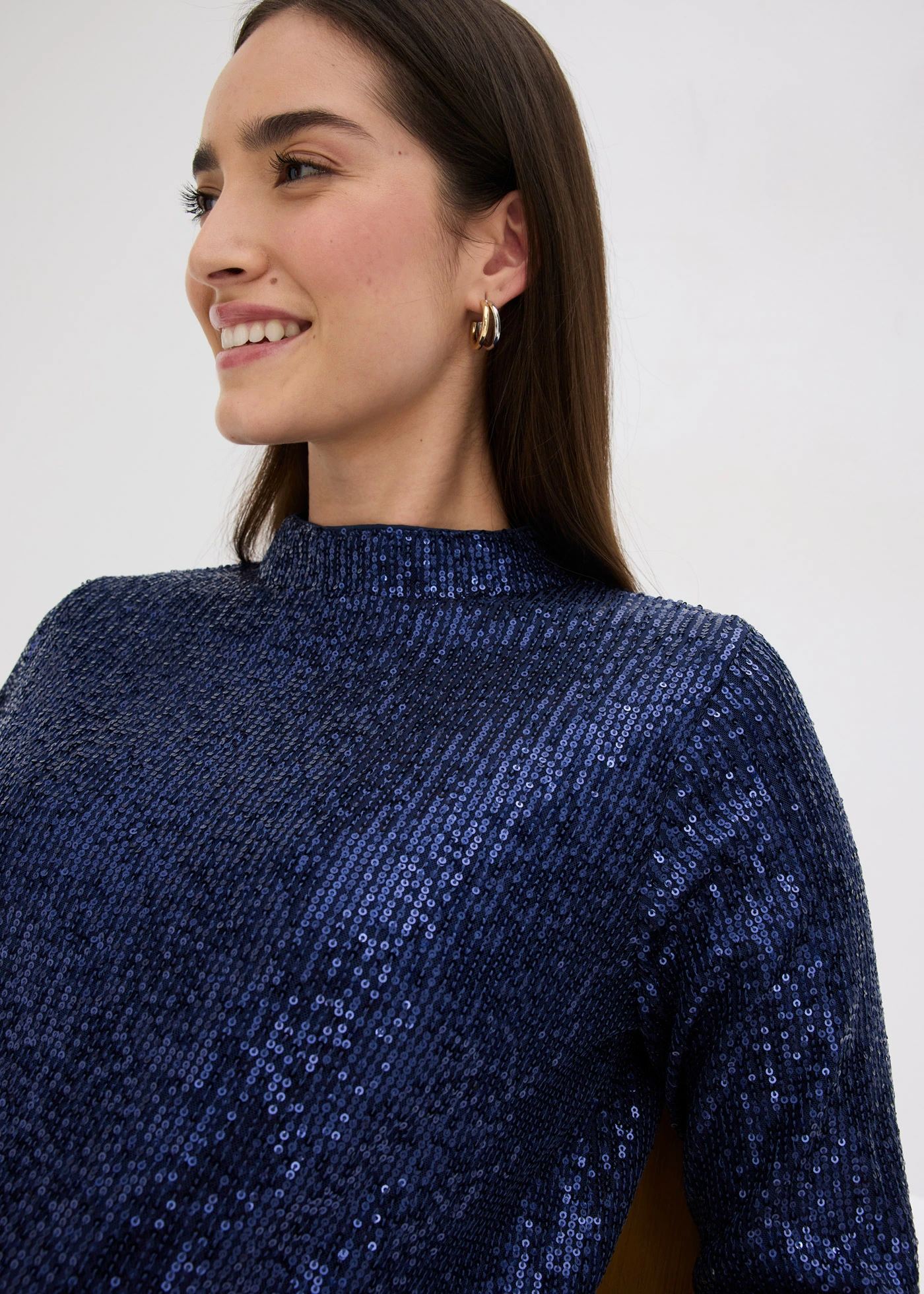 Blouse met pailletten • donkerblauw • bonprix online shop