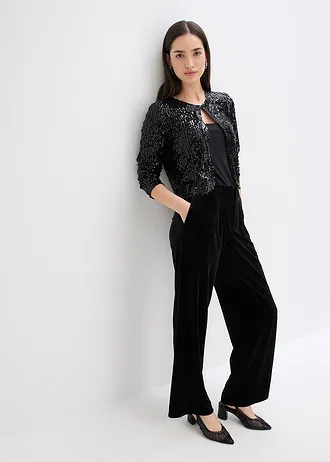 Lange jas met pailletten • zwart • bonprix online shop