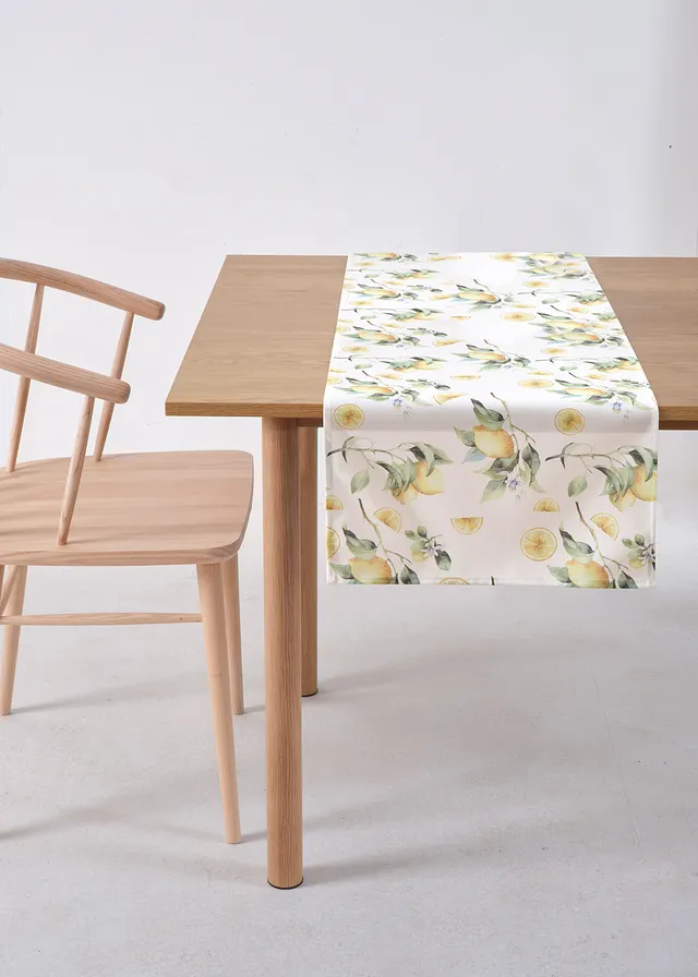 Chemin de table avec imprimé citrons • blanc/jaune • product-page.page-title-suffix