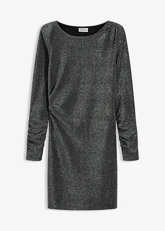 Jersey jurk, Kleur: zwart/zilverkleur