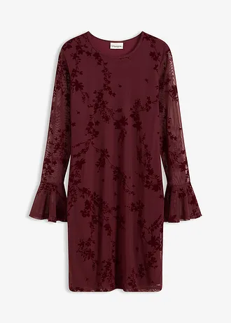 Robe courte avec manches en mesh • bordeaux • Boutique bonprix