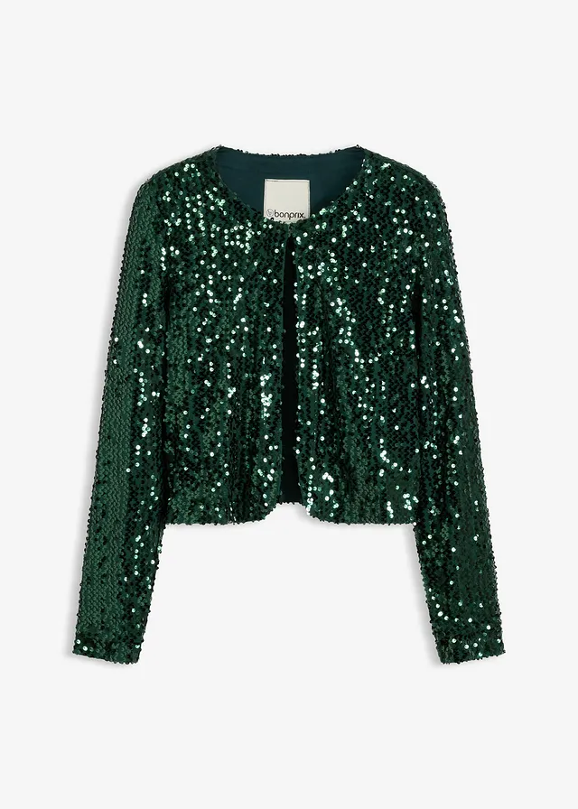 Gilet à sequins • vert profond • Boutique bonprix