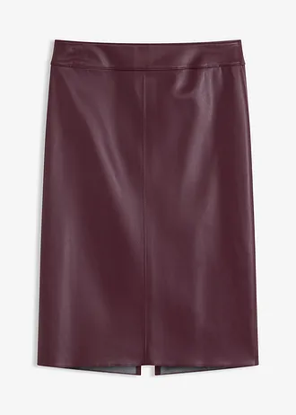 Knie-lange imitatiesuède rok met nauwsluitende pasvorm • wijnrood • bonprix online shop