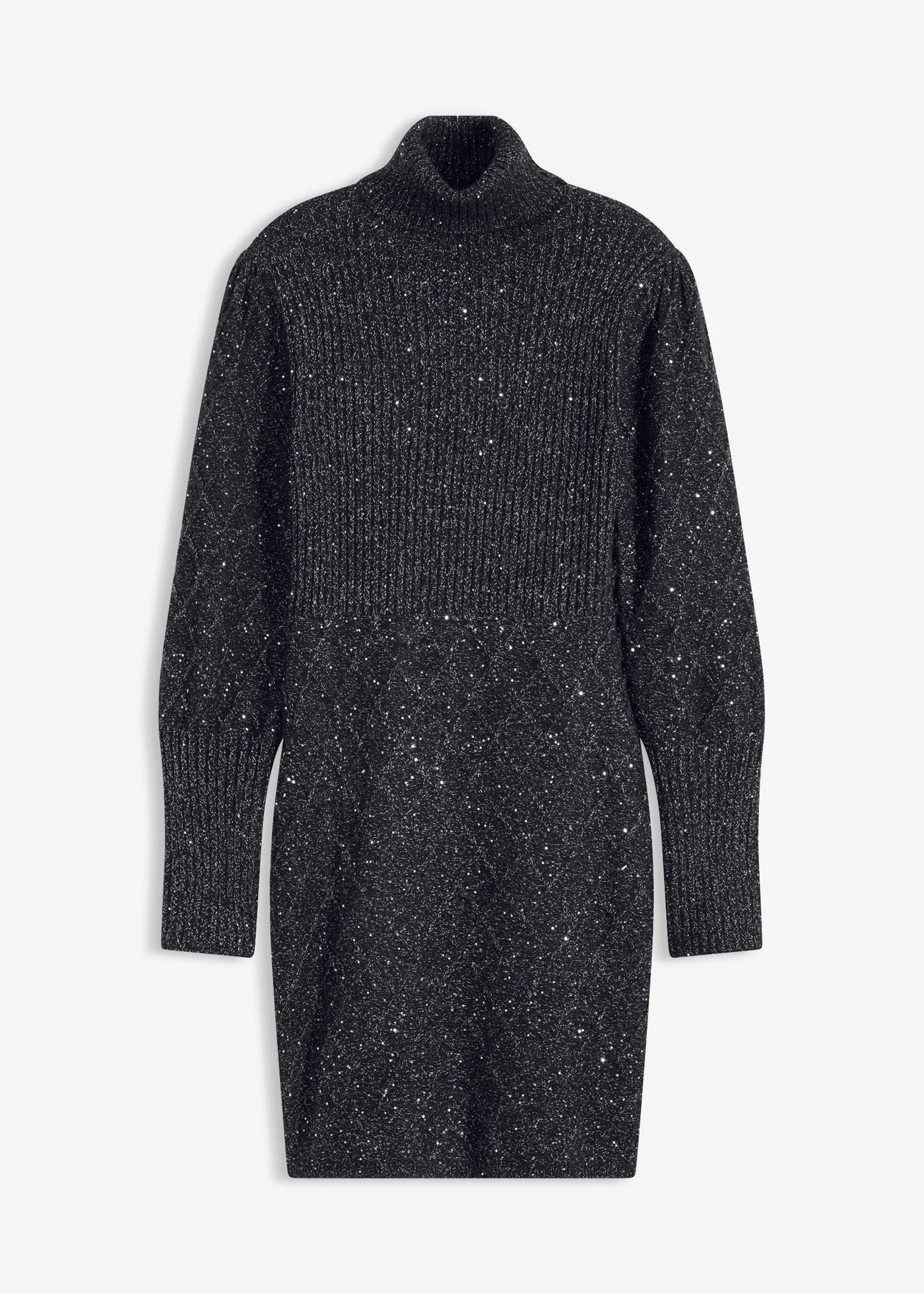 Rochie tricotată ornată cu paiete • negru • magazin bonprix