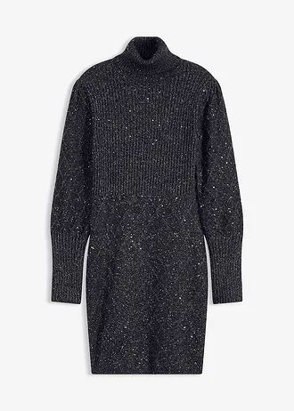 Rochie tricotată ornată cu paiete • negru • magazin bonprix