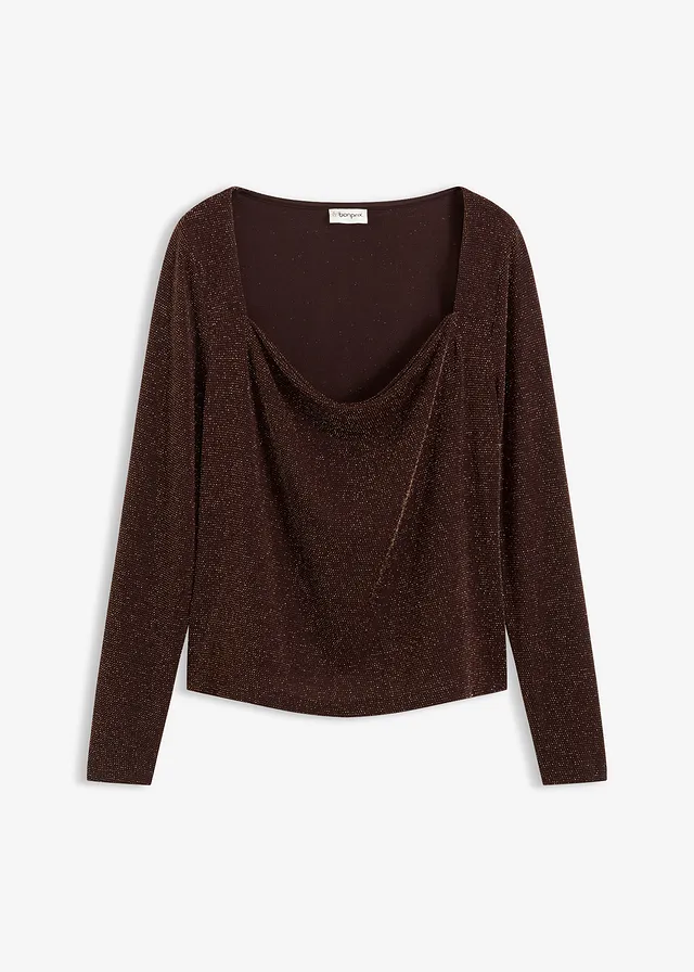 Top col bénitier • marron foncé • Boutique bonprix