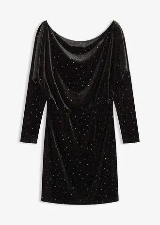 Mini jurk van zacht fluweel met glitters • zwart • bonprix online shop
