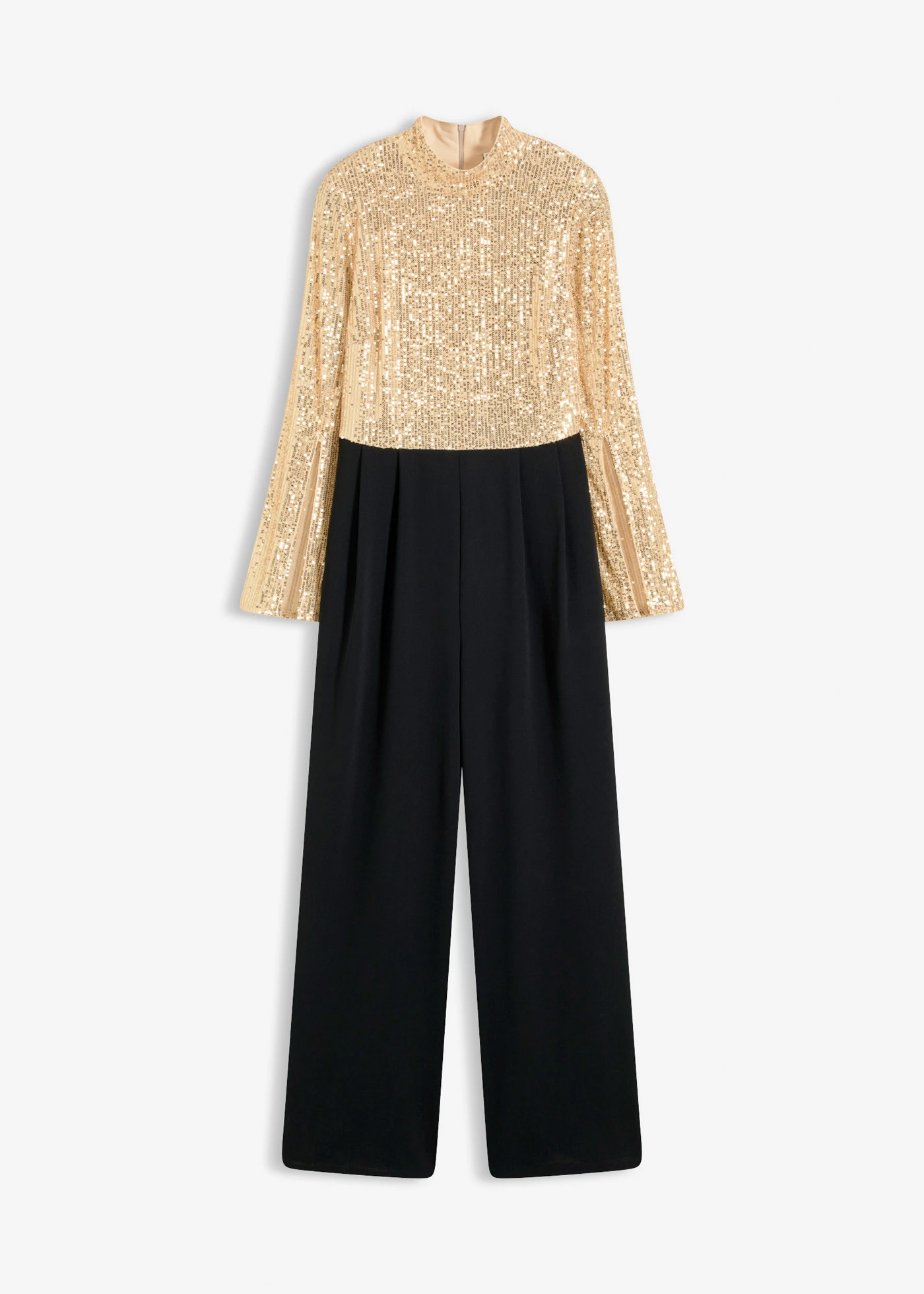 Jersey jumpsuit met pailletten • goudkleur-zwart • bonprix online shop