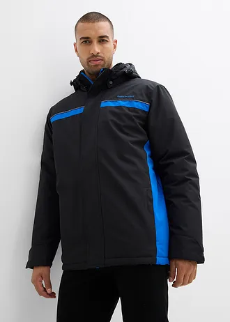Parka imperméable en matière technique à capuche amovible • noir/bleu azur • Boutique bonprix