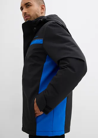 Parka imperméable en matière technique à capuche amovible • noir/bleu azur • Boutique bonprix