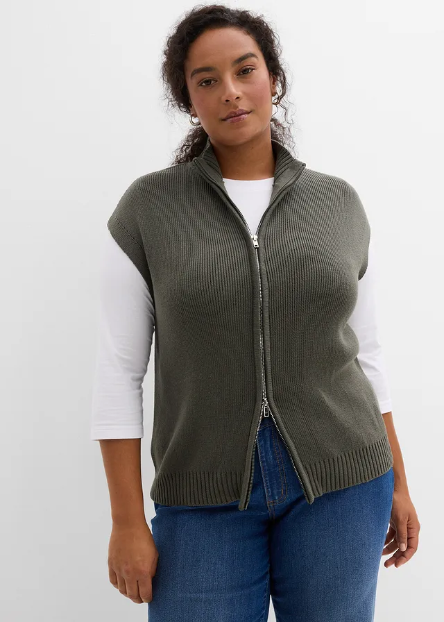 Gilet sans manches en maille, Couleur: anthracite