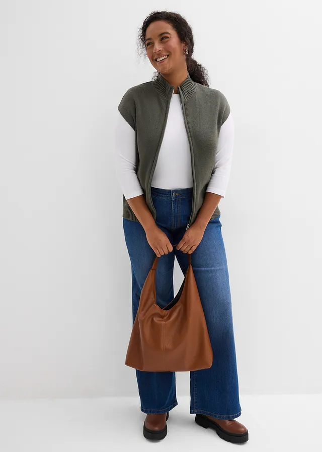 Gilet sans manches en maille, Couleur: anthracite