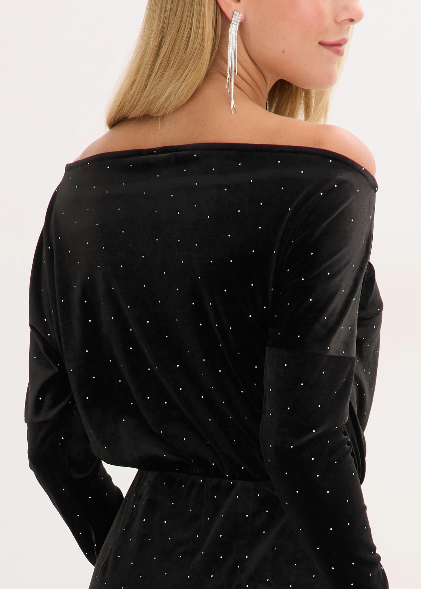 Mini jurk van zacht fluweel met glitters • zwart • bonprix online shop