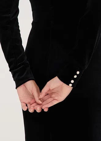 Midi jurk van soepelvallend fluweel • zwart • bonprix online shop