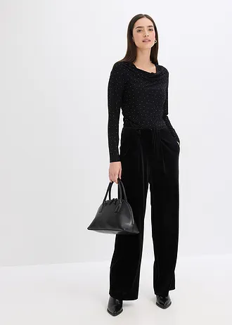 Longsleeve, Kleur: gestipt zwart