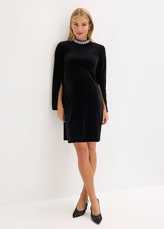 Mini jurk van soepel velours • zwart • bonprix online shop