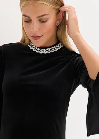 Mini jurk van soepel velours • zwart • bonprix online shop