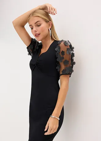 Robe courte avec manches en organza • noir • Boutique bonprix
