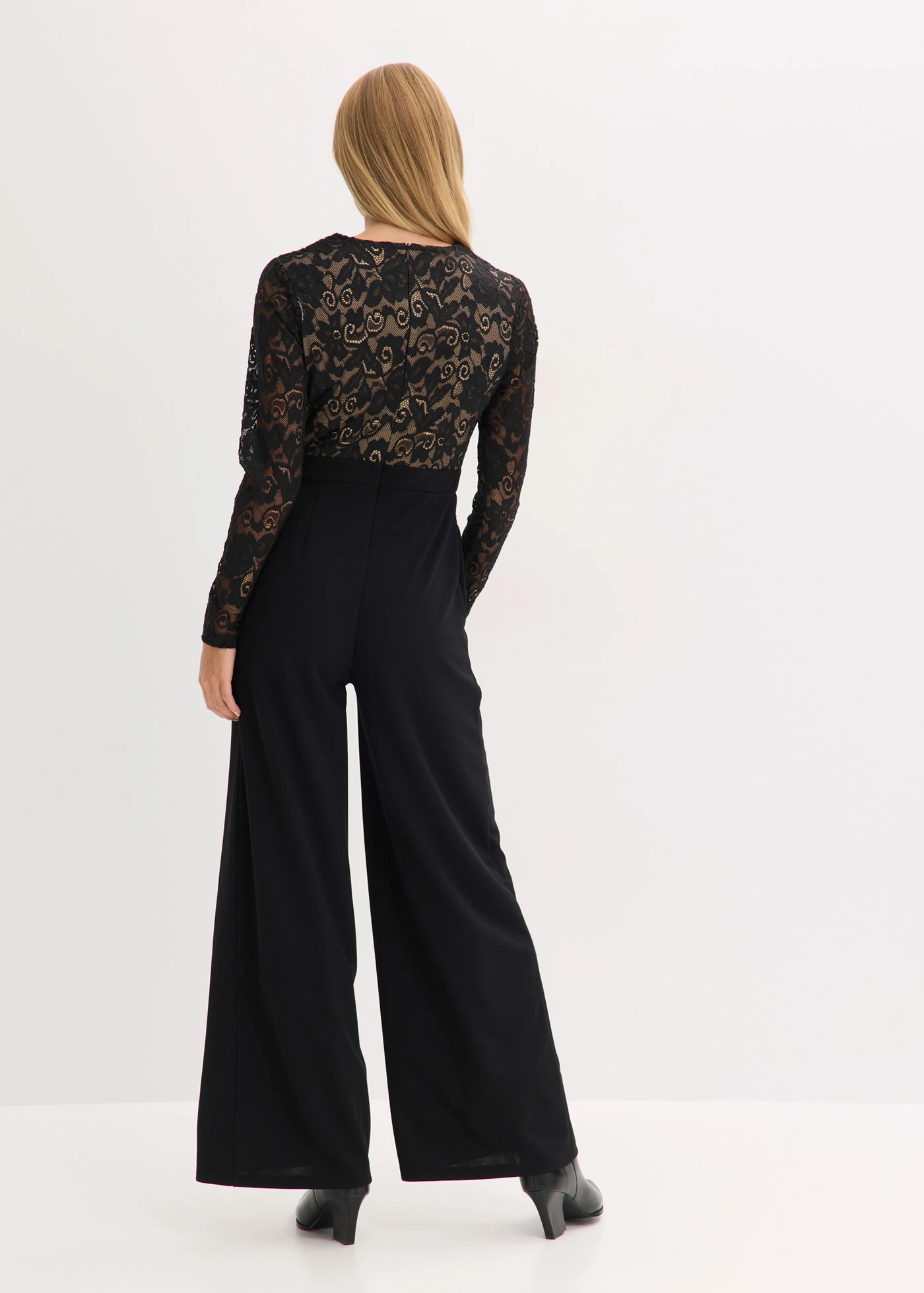 Jersey jumpsuit met kant • zwart • bonprix online shop