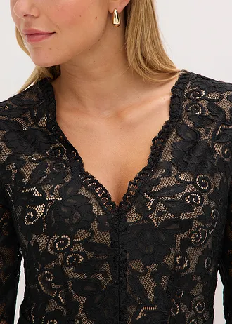 Jersey jumpsuit met kant • zwart • bonprix online shop